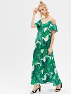 Romwe Banana Leaf Print Full Length Dress