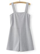 Romwe Grey Stretch Casual Pinafore Jumpsuit