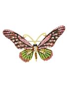 Romwe Hotpink Rhinestone Butterfly Brooch
