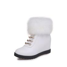 Romwe Faux Fur Decor Wedge Boots