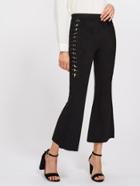 Romwe Eyelet Lace Up Flare Pants