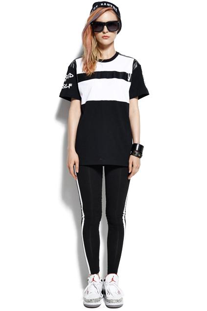 Romwe Inxx Cross Color Block Black T-shirt