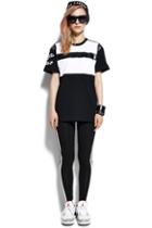 Romwe Inxx Cross Color Block Black T-shirt