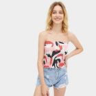 Romwe Graphic Print Bandeau Top