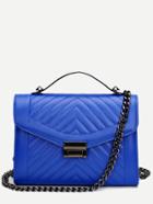 Romwe Blue Quilted Envelope Bag With Chain
