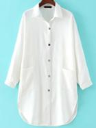 Romwe White Pocket Shirt Dress