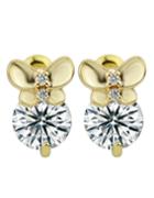 Romwe New Coming Gold Plated Imitation Round Crystal Women Stone Earrings