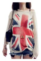 Romwe Distressed Union Jack Knitted Jumper