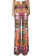 Romwe Elastic Waist Wide Leg Printed Color Pant
