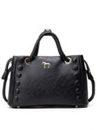 Romwe Metal Horse Accent Studded Tote Bag - Black
