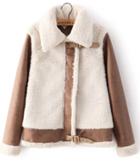 Romwe White Warm Lambswool Coat
