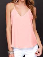 Romwe Pink Spaghetti Strap Loose Cami Top