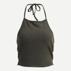 Romwe Open Back Ribbed Halter Top