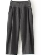 Romwe Women Elastic Waist Straight Grey Pant