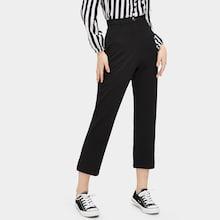 Romwe Plaid Button Waist Pants