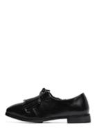 Romwe Black Square Toe Fringe Bow Pumps