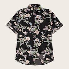 Romwe Guys Button Up Floral Print Shirt