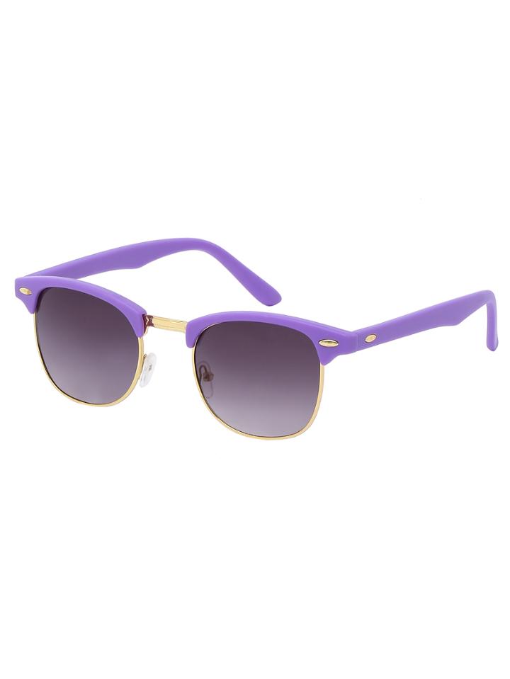 Romwe Purple Open Frame Metal Trim Sunglasses