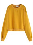 Romwe Mustard Distressed Long Sleeve Sweatshirt