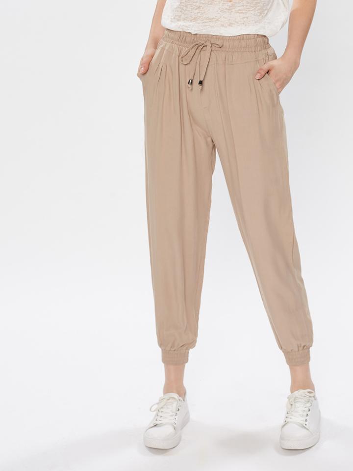 Romwe Elastic Waist Carrot Pants