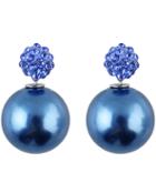 Romwe Blue Diamond Bead Stud Earrings