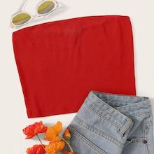 Romwe Rib-knit Bandeau Top