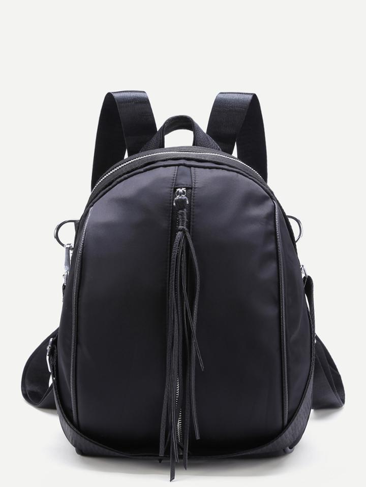 Romwe Tassel Decorated Backpack With Convertible Strap