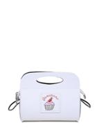Romwe Cake Print Patch Raw Edge Shoulder Bag