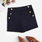 Romwe Button Side Solid Shorts