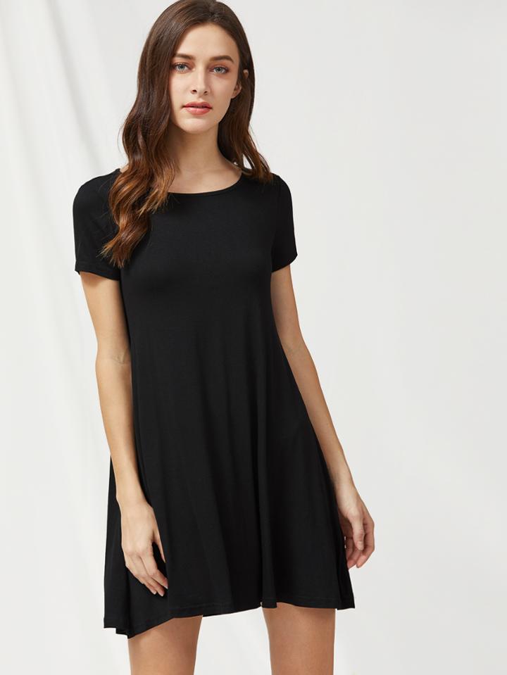 Romwe Cut Out Open Back A Line Dress