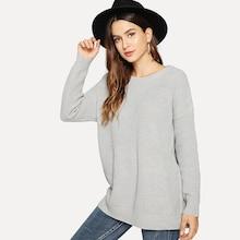 Romwe Open Shoulder Solid Jumper