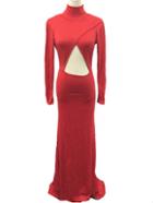 Romwe Turtleneck Open Front Maxi Dress
