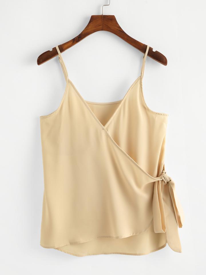 Romwe Knot Side Wrap Cami Top