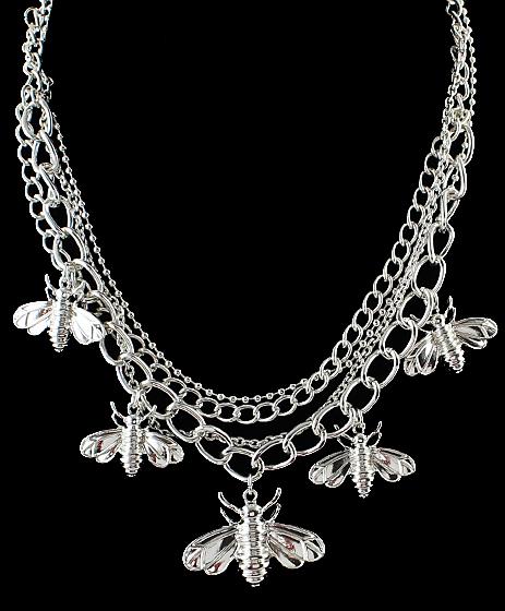 Romwe Silver Insect Chain Necklace