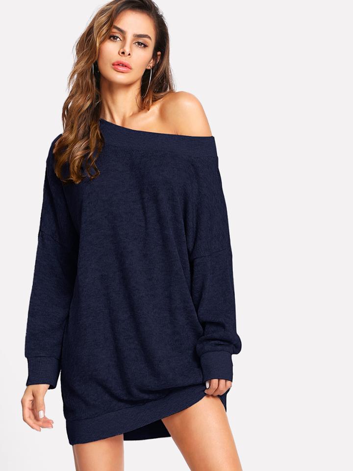 Romwe Off Shoulder Knit Dress
