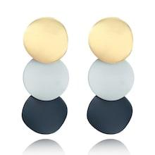Romwe Color Block Disc Design Drop Earrings