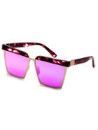 Romwe Marble Open Frame Purple Lens Sunglasses
