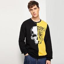 Romwe Men Mixed Print Color Block Pullover