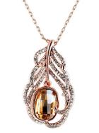 Romwe Champagne Gemstone Gold Chain Necklace