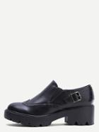 Romwe Black Wedge Heel Wingtip Low Top Shoes