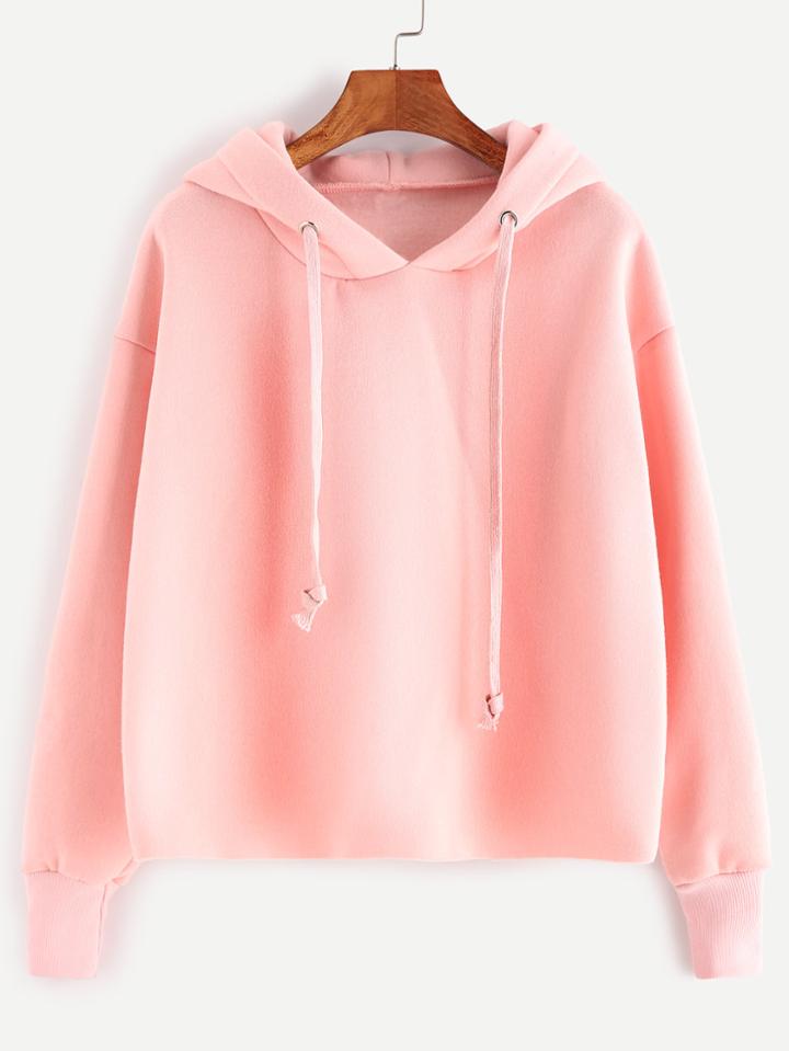 Romwe Dropped Shoulders Drawstring Hooded Sweatshirt