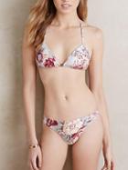 Romwe Flower Print Halter Triangle Bikini Set