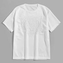 Romwe Guys Tiger Face Embossed Tee