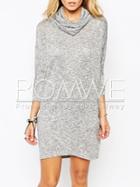 Romwe Grey Long Sleeve Casual Dress