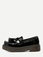 Romwe Black Patent Leather Tassel Loafers