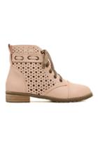Romwe Hollow Self-tie Light-pink Boots