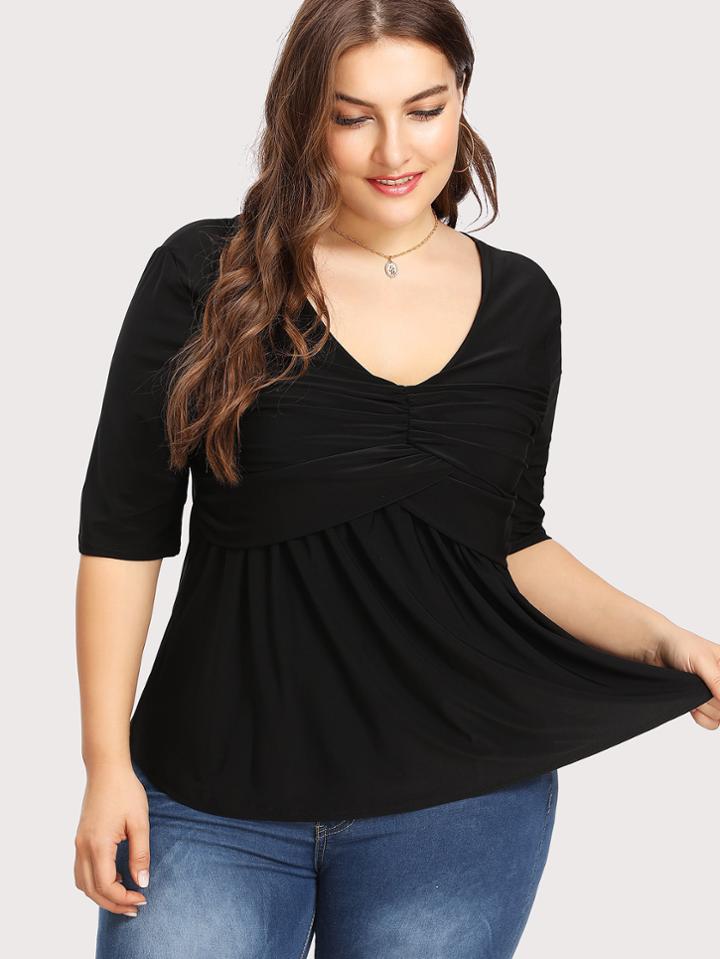 Romwe Ruched Detail Tee