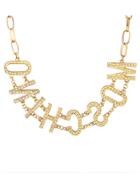 Romwe Letter Print Gold Chain Necklace