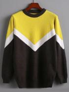 Romwe Color Block Jersey Sweater
