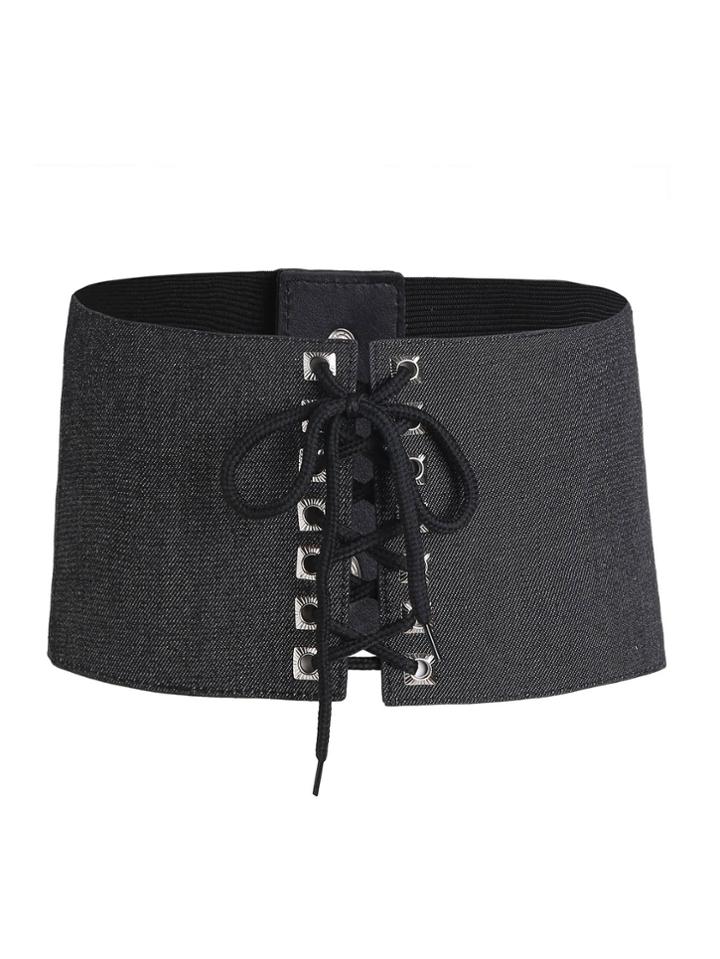 Romwe Lace Up Front Waist Belt